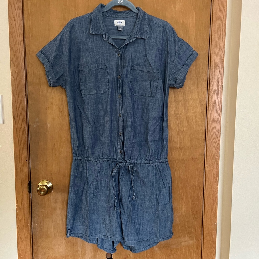Chambray Button-Up Romper